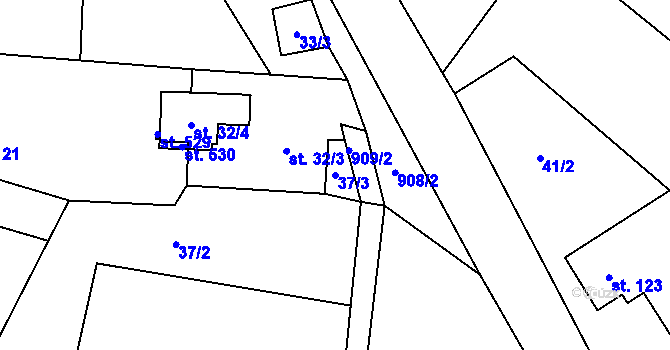 Parcela st. 37/3 v KÚ Olešnice u Turnova, Katastrální mapa