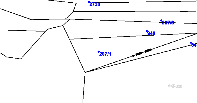 Parcela st. 207/1 v KÚ Olešnice u Turnova, Katastrální mapa