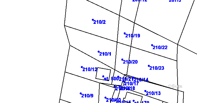 Parcela st. 210/1 v KÚ Olešnice u Turnova, Katastrální mapa