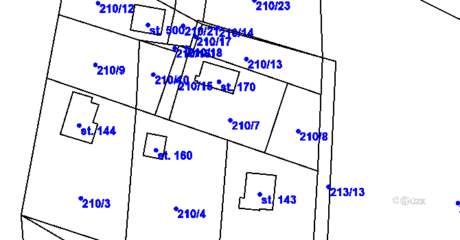 Parcela st. 210/7 v KÚ Olešnice u Turnova, Katastrální mapa