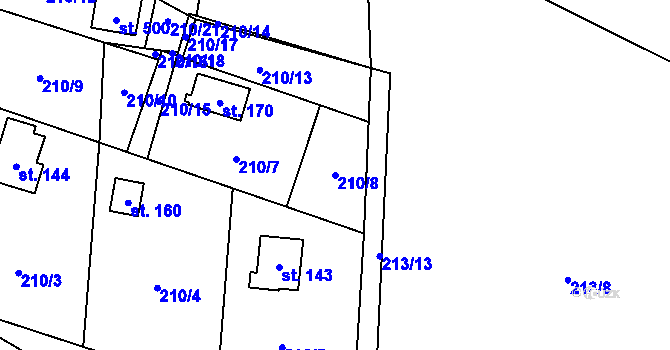 Parcela st. 210/8 v KÚ Olešnice u Turnova, Katastrální mapa