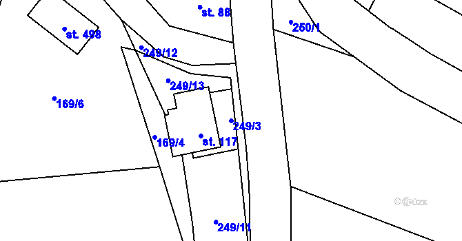 Parcela st. 249/3 v KÚ Olešnice u Turnova, Katastrální mapa