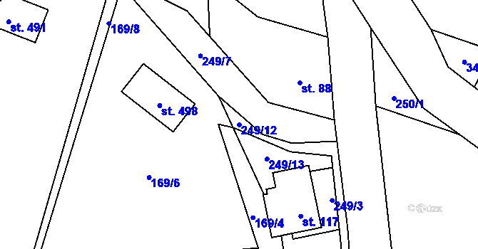 Parcela st. 249/12 v KÚ Olešnice u Turnova, Katastrální mapa