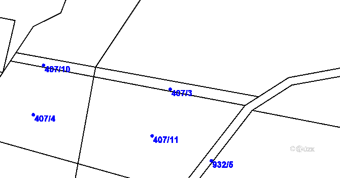 Parcela st. 407/3 v KÚ Olešnice u Turnova, Katastrální mapa