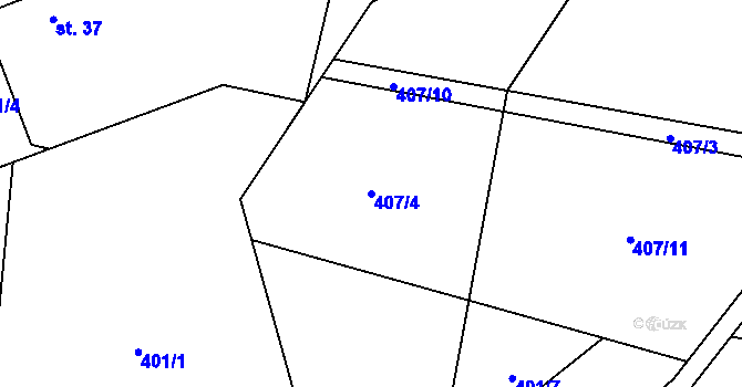 Parcela st. 407/4 v KÚ Olešnice u Turnova, Katastrální mapa