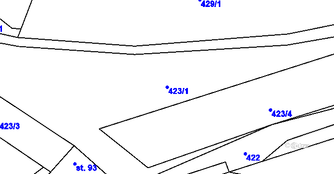 Parcela st. 423/1 v KÚ Olešnice u Turnova, Katastrální mapa
