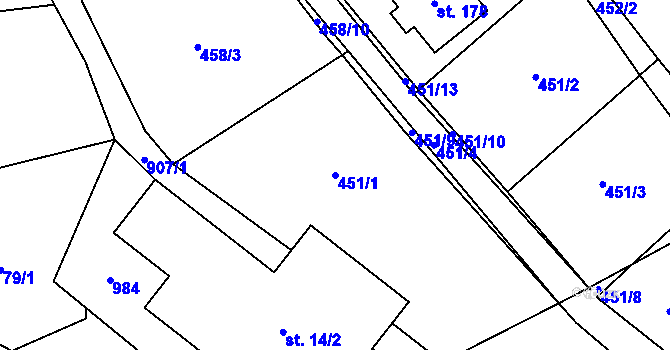 Parcela st. 451/1 v KÚ Olešnice u Turnova, Katastrální mapa