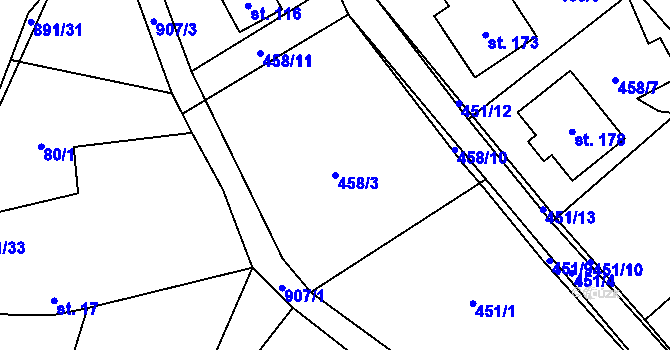 Parcela st. 458/3 v KÚ Olešnice u Turnova, Katastrální mapa