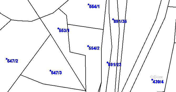 Parcela st. 554/2 v KÚ Olešnice u Turnova, Katastrální mapa