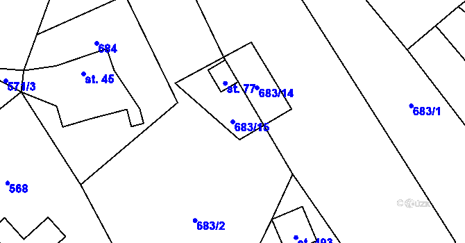 Parcela st. 683/15 v KÚ Olešnice u Turnova, Katastrální mapa