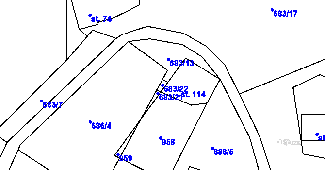Parcela st. 683/22 v KÚ Olešnice u Turnova, Katastrální mapa