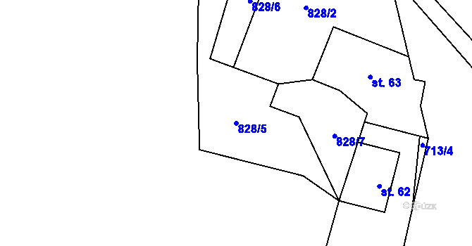 Parcela st. 828/5 v KÚ Olešnice u Turnova, Katastrální mapa