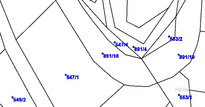 Parcela st. 891/18 v KÚ Olešnice u Turnova, Katastrální mapa