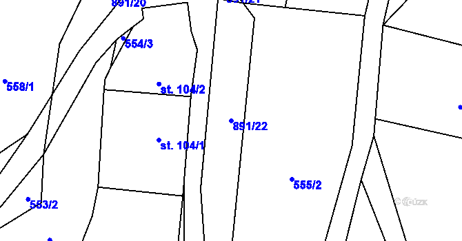 Parcela st. 891/22 v KÚ Olešnice u Turnova, Katastrální mapa