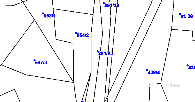 Parcela st. 891/23 v KÚ Olešnice u Turnova, Katastrální mapa