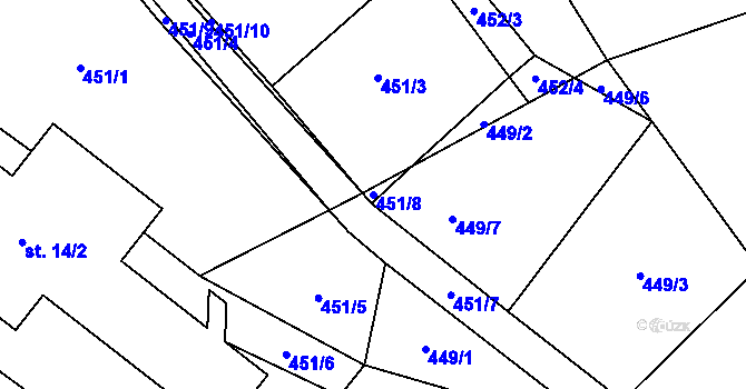 Parcela st. 451/8 v KÚ Olešnice u Turnova, Katastrální mapa