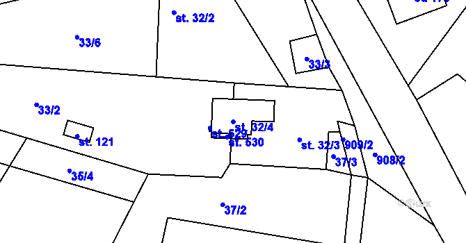 Parcela st. 32/4 v KÚ Olešnice u Turnova, Katastrální mapa