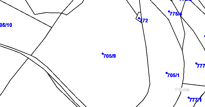 Parcela st. 705/9 v KÚ Olešnice u Turnova, Katastrální mapa