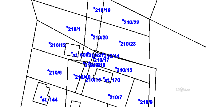 Parcela st. 210/14 v KÚ Olešnice u Turnova, Katastrální mapa