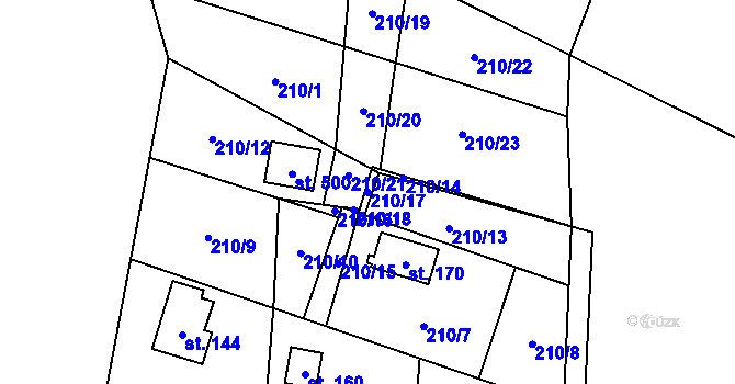 Parcela st. 210/17 v KÚ Olešnice u Turnova, Katastrální mapa