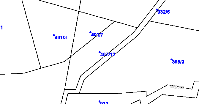 Parcela st. 407/12 v KÚ Olešnice u Turnova, Katastrální mapa