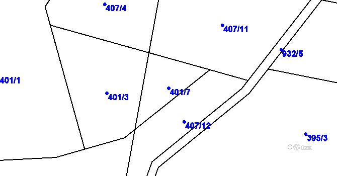Parcela st. 401/7 v KÚ Olešnice u Turnova, Katastrální mapa
