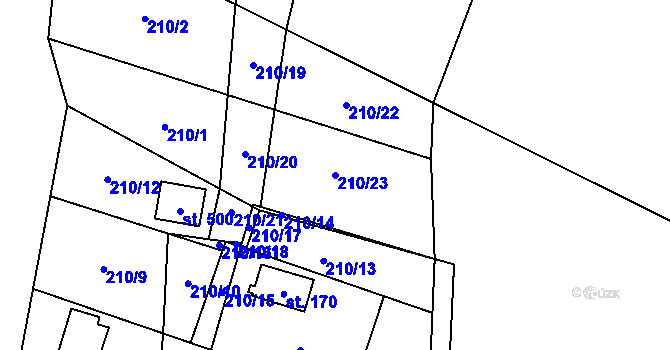 Parcela st. 210/23 v KÚ Olešnice u Turnova, Katastrální mapa