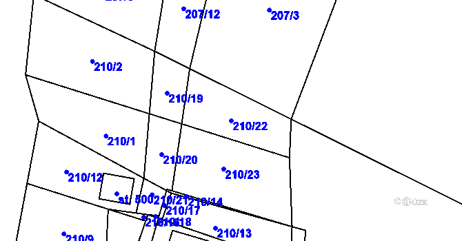 Parcela st. 210/22 v KÚ Olešnice u Turnova, Katastrální mapa