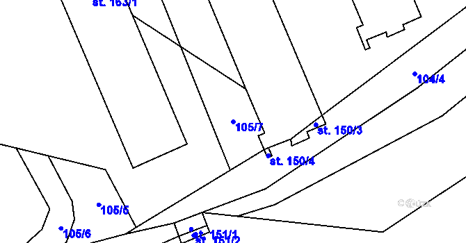 Parcela st. 105/7 v KÚ Olešnice u Turnova, Katastrální mapa