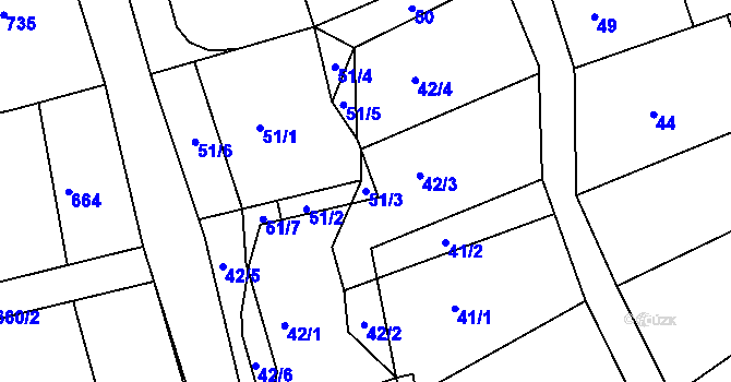 Parcela st. 51/3 v KÚ Olešnice na Moravě, Katastrální mapa