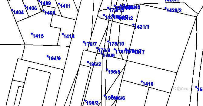 Parcela st. 178/9 v KÚ Olešnice na Moravě, Katastrální mapa