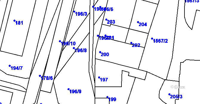 Parcela st. 200 v KÚ Olešnice na Moravě, Katastrální mapa