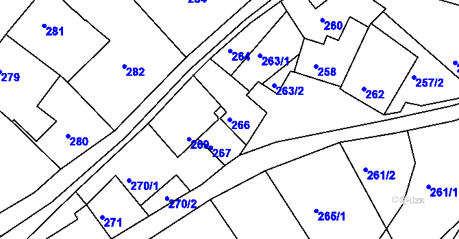 Parcela st. 266 v KÚ Olešnice na Moravě, Katastrální mapa