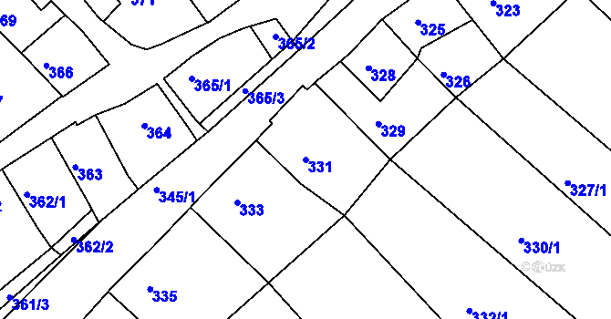 Parcela st. 331 v KÚ Olešnice na Moravě, Katastrální mapa