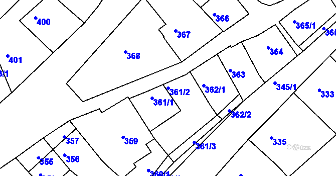 Parcela st. 361/2 v KÚ Olešnice na Moravě, Katastrální mapa