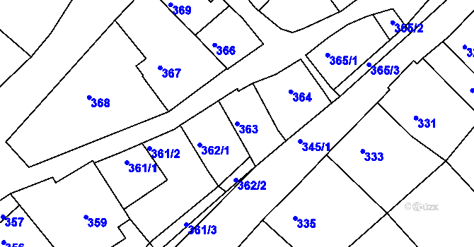 Parcela st. 363 v KÚ Olešnice na Moravě, Katastrální mapa