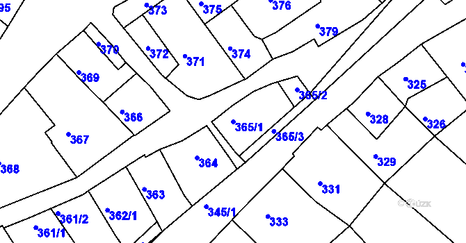 Parcela st. 365/1 v KÚ Olešnice na Moravě, Katastrální mapa
