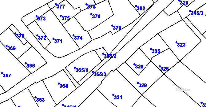Parcela st. 365/2 v KÚ Olešnice na Moravě, Katastrální mapa