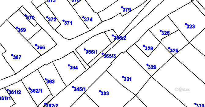 Parcela st. 365/3 v KÚ Olešnice na Moravě, Katastrální mapa