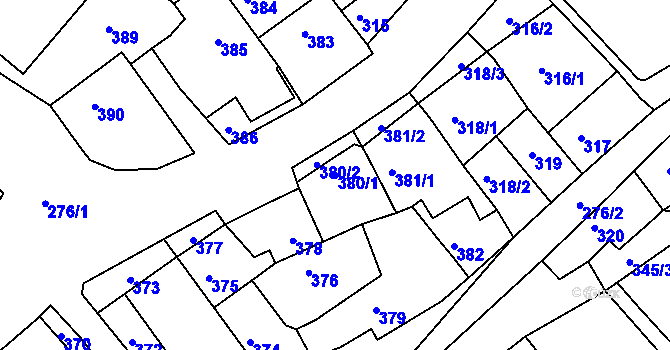Parcela st. 380/1 v KÚ Olešnice na Moravě, Katastrální mapa