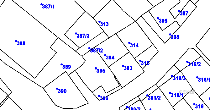 Parcela st. 384 v KÚ Olešnice na Moravě, Katastrální mapa