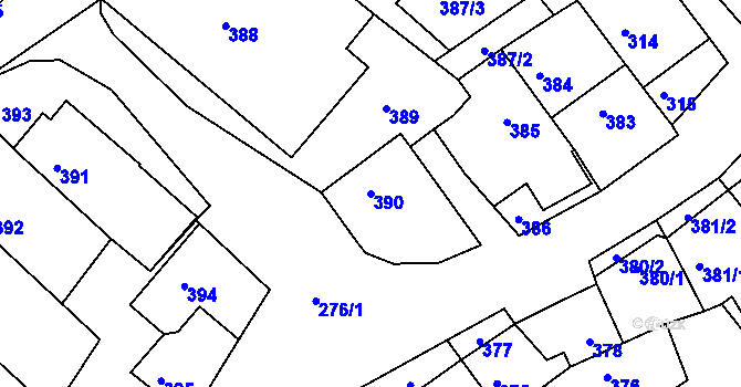 Parcela st. 390 v KÚ Olešnice na Moravě, Katastrální mapa