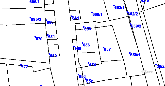 Parcela st. 656 v KÚ Olešnice na Moravě, Katastrální mapa