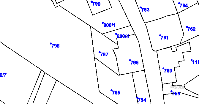 Parcela st. 797 v KÚ Olešnice na Moravě, Katastrální mapa