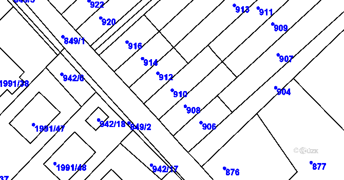 Parcela st. 910 v KÚ Olešnice na Moravě, Katastrální mapa