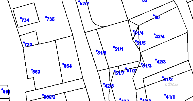 Parcela st. 51/6 v KÚ Olešnice na Moravě, Katastrální mapa