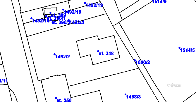 Parcela st. 348 v KÚ Horka u Staré Paky, Katastrální mapa