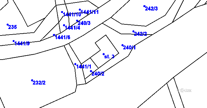 Parcela st. 3 v KÚ Levínská Olešnice, Katastrální mapa