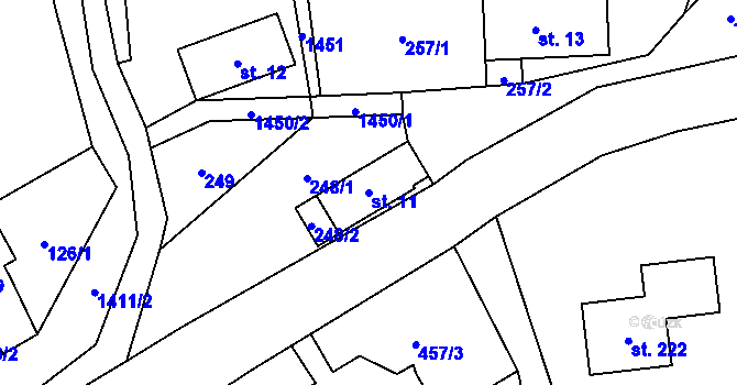 Parcela st. 11 v KÚ Levínská Olešnice, Katastrální mapa