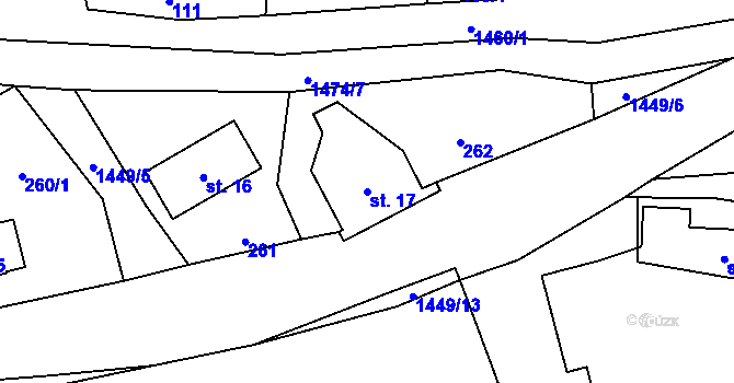 Parcela st. 17 v KÚ Levínská Olešnice, Katastrální mapa